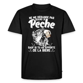 Ne Me Dérange Pas Quand Je Pêche Cadeau Pêcheur - T-shirt Premium bio Homme - noir - Devant - Nico (187cm)