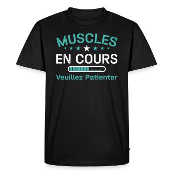 Muscles En Cours Veuillez Patienter Fitness Gym - T-shirt Premium bio Homme - noir - Devant - Nico (187cm)