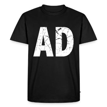 Distressed Vintage AD inscription publicité - T-shirt Premium bio Homme - noir - Devant - Nico (187cm)