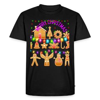 Joyeux Noël, Joyeux Noël - T-shirt Premium bio Homme - noir - Devant - Nico (187cm)