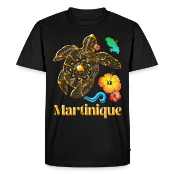 Martinique L'Ile Au Fleurs Tortue Antilles - T-shirt Premium bio Homme - noir - Devant - Nico (187cm)