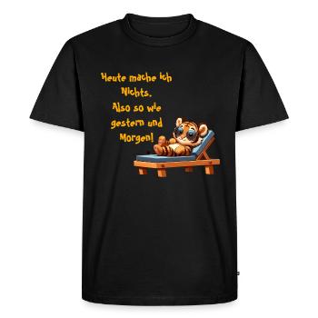 Aujourd’hui, je ne fais rien Tiger - T-shirt Premium bio Homme - noir - Devant - Nico (187cm)