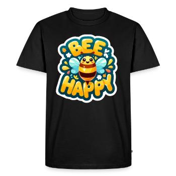 Bee Happy glückliche Biene - Men's Premium Organic T-Shirt - black - Front - Nico (187cm)