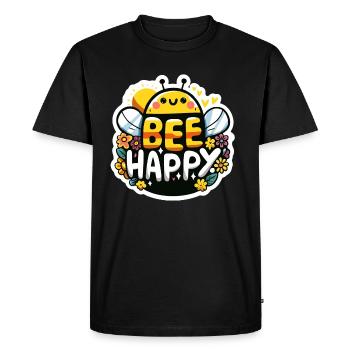 Bee Happy Biene - Men's Premium Organic T-Shirt - black - Front - Nico (187cm)