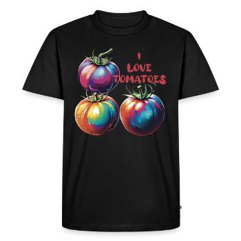 J’adore les tomates colorées - T-shirt Premium bio Homme - noir - Devant - Nico (187cm)