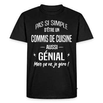 Commis de cuisine - T-shirt Premium bio Homme - noir - Devant - Nico (187cm)