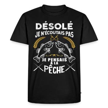 Pêcheur Citation humour Pour Papa - T-shirt Premium bio Homme - noir - Devant - Nico (187cm)
