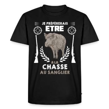 la Chasse au sanglier Ma Préférence A Moi - T-shirt Premium bio Homme - noir - Devant - Nico (187cm)