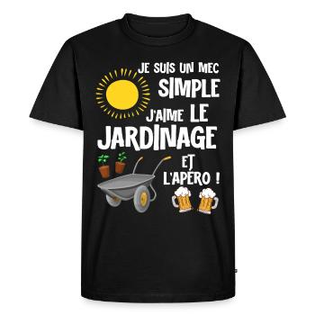 Ma Bière Mon Jardin Cadeau Homme - T-shirt Premium bio Homme - noir - Devant - Nico (187cm)