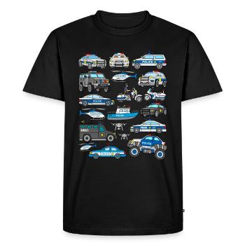 Voitures de police véhicules de flic voitures de patrouille - T-shirt Premium bio Homme - noir - Devant - Nico (187cm)