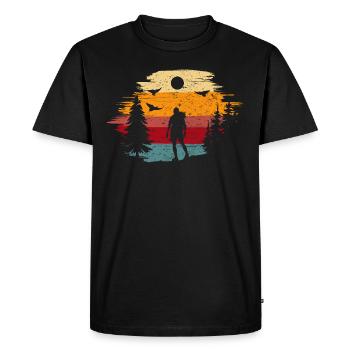 Randonnée Alpinisme Randonnée Nature Randonnée Chemise - T-shirt Premium bio Homme - noir - Devant - Nico (187cm)