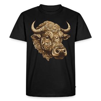 Taureau Portrait Taureau - T-shirt Premium bio Homme - noir - Devant - Nico (187cm)