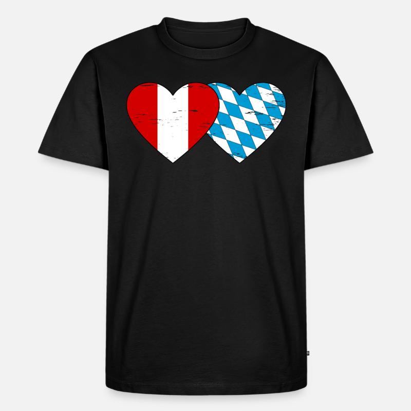 Pérou Bavière drapeau coeur utilisé - T-shirt Premium bio Homme - noir