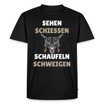 Sehen Schießen Schaufeln Schweigen für Landwirt - Männer Premium Bio T-Shirt - Schwarz - Vorne - Nico (187cm)
