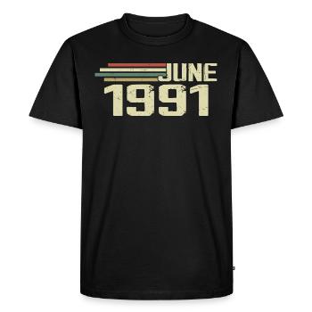 Juin 1991 Anniversaire Juin 1991 Juin 1991 Anniversaire - T-shirt Premium bio Homme - noir - Devant - Nico (187cm)
