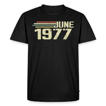 Juin 1977 Anniversaire Juin 1977 Juin 1977 Anniversaire - T-shirt Premium bio Homme - noir - Devant - Nico (187cm)