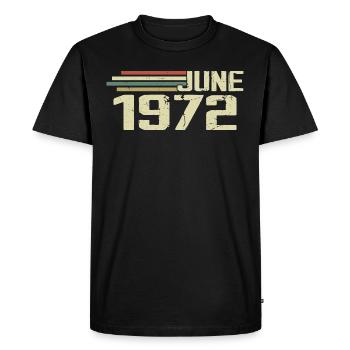 Juin 1972 Anniversaire Juin 1972 Juin 1972 Anniversaire - T-shirt Premium bio Homme - noir - Devant - Nico (187cm)