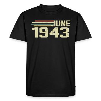Juin 1943 Anniversaire Juin 1943 Juin 1943 Anniversaire - T-shirt Premium bio Homme - noir - Devant - Nico (187cm)