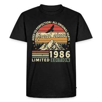 38 Years great since 1986 limited edition - T-shirt Premium bio Homme - noir - Devant - Nico (187cm)
