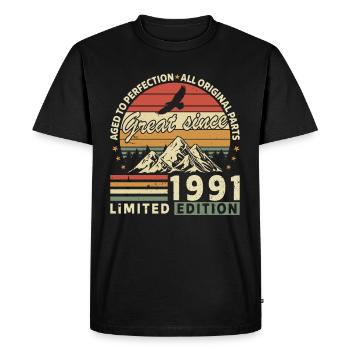 33 Years great since 1991 limited edition - T-shirt Premium bio Homme - noir - Devant - Nico (187cm)