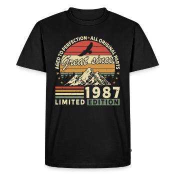 37 Years great since 1987 limited edition - T-shirt Premium bio Homme - noir - Devant - Nico (187cm)