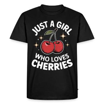 Cherries Cherries Fruits Food - Men's Premium Organic T-Shirt - black - Front - Nico (187cm)