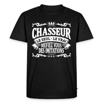 chasseur le seul le vrai - T-shirt Premium bio Homme - noir - Devant - Nico (187cm)