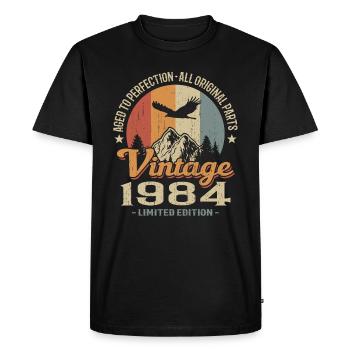 Vintage retro 1984 - T-shirt Premium bio Homme - noir - Devant - Nico (187cm)