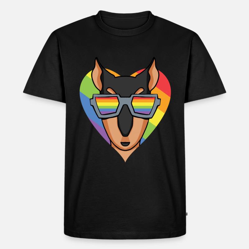 LGBT Hund Dobermann Regenbogen - Männer Premium Bio T-Shirt - Schwarz