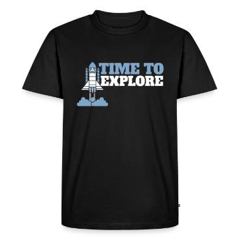 Astronaut Time to Explore Space Universe - Men's Premium Organic T-Shirt - black - Front - Nico (187cm)