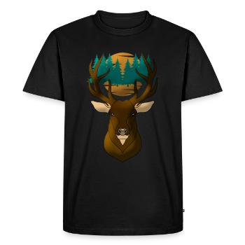 Motif de la tête de cerf - T-shirt Premium bio Homme - noir - Devant - Nico (187cm)