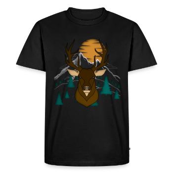 Bois de cerf rouge avec des bois de cerf - T-shirt Premium bio Homme - noir - Devant - Nico (187cm)