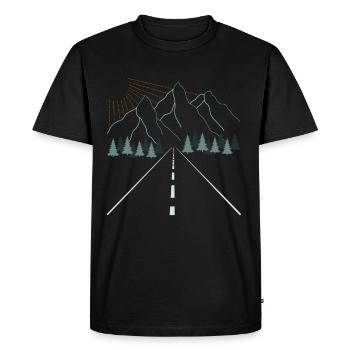 Nature Hiking Imprint Mountain Motif - Men's Premium Organic T-Shirt - black - Front - Nico (187cm)