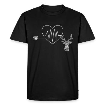 Battements de cœur avec le cœur et les bois de cerf Bois de cerf - T-shirt Premium bio Homme - noir - Devant - Nico (187cm)
