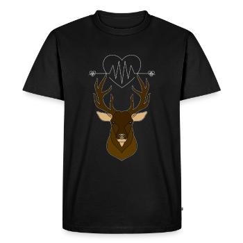 Battements de cœur avec le cœur et les bois de cerf Bois de cerf - T-shirt Premium bio Homme - noir - Devant - Nico (187cm)