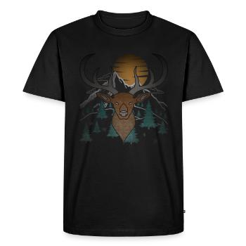 Bois de lune de cerf avec bois de cerf - T-shirt Premium bio Homme - noir - Devant - Nico (187cm)