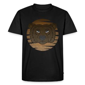 Grizzly Bear Motif Portrait Moon with Bear - Men's Premium Organic T-Shirt - black - Front - Nico (187cm)