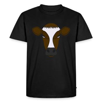 Farmer Beef Animal Head Motif Print with Bull - Men's Premium Organic T-Shirt - black - Front - Nico (187cm)