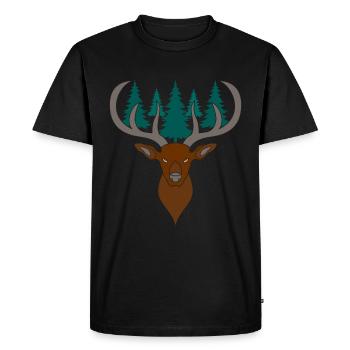 Bois de cerf rouge avec des bois de cerf - T-shirt Premium bio Homme - noir - Devant - Nico (187cm)