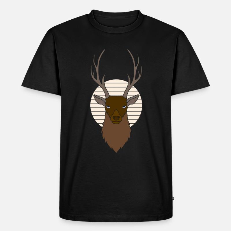 Rothirsch Geweih mit Hirschgeweih - Männer Premium Bio T-Shirt - Schwarz