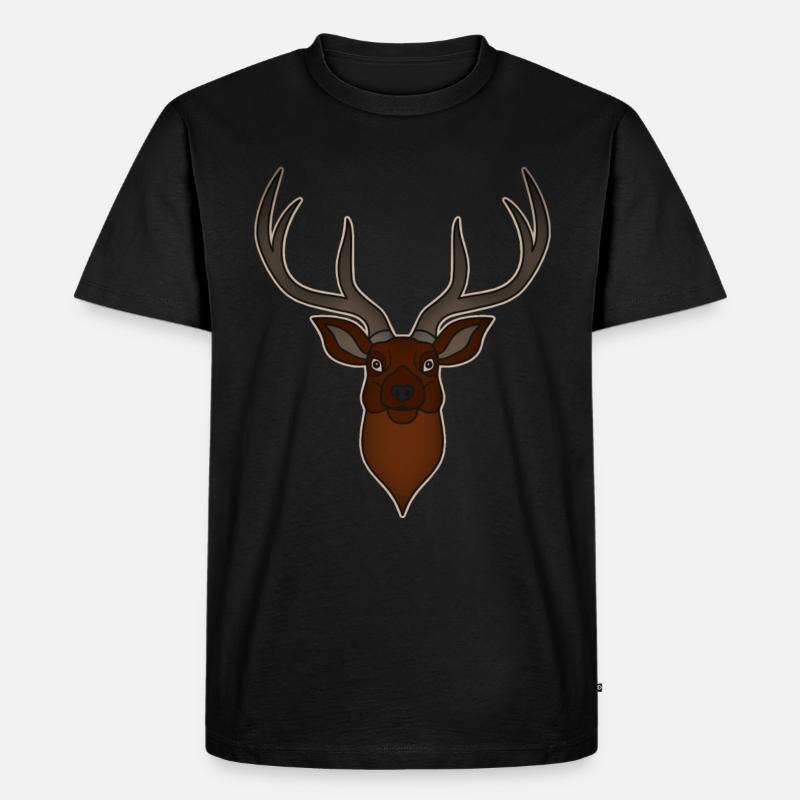 Rothirsch Geweih mit Hirschgeweih - Männer Premium Bio T-Shirt - Schwarz