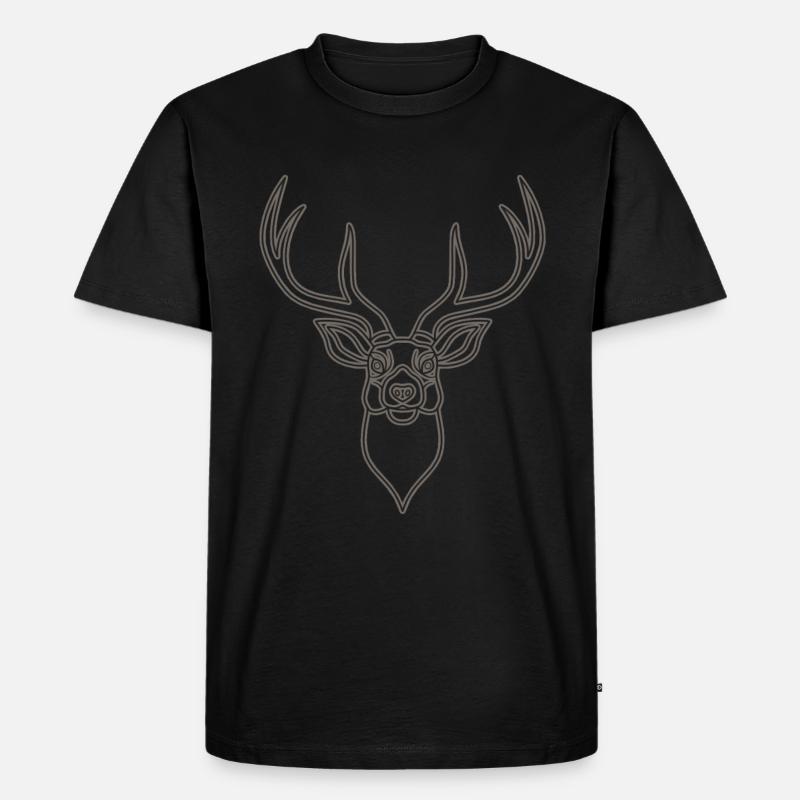 Rothirsch Geweih mit Hirschgeweih - Männer Premium Bio T-Shirt - Schwarz