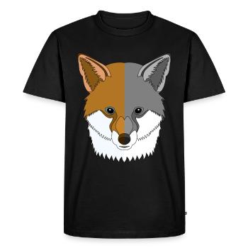 Motif animal sauvage de la forêt avec motif renard - T-shirt Premium bio Homme - noir - Devant - Nico (187cm)