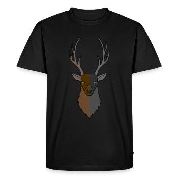 Bois de cerf rouge avec bois de cerf - T-shirt Premium bio Homme - noir - Devant - Nico (187cm)