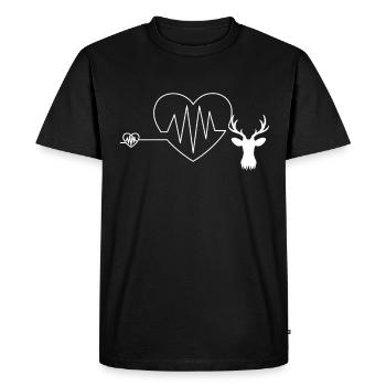 Battements de cœur avec le cœur et les bois de cerf Bois de cerf - T-shirt Premium bio Homme - noir - Devant - Nico (187cm)