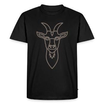 Goat Bock Animal Motif Farm with Goat - Men's Premium Organic T-Shirt - black - Front - Nico (187cm)