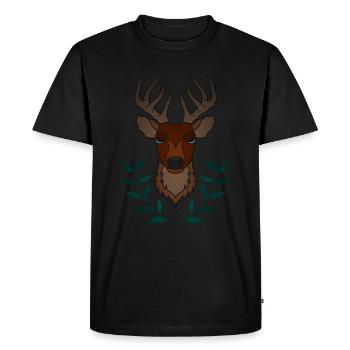 Bois de cerf rouge avec des bois de cerf - T-shirt Premium bio Homme - noir - Devant - Nico (187cm)
