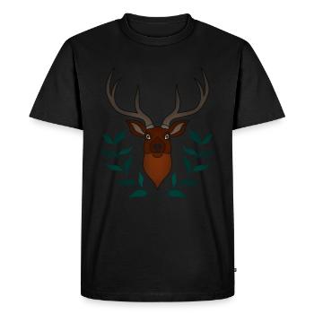 Bois de cerf rouge avec des bois de cerf - T-shirt Premium bio Homme - noir - Devant - Nico (187cm)