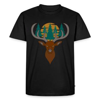 Bois de cerf rouge avec des bois de cerf - T-shirt Premium bio Homme - noir - Devant - Nico (187cm)