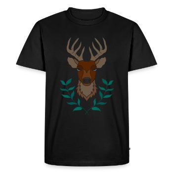 Bois de cerf rouge avec des bois de cerf - T-shirt Premium bio Homme - noir - Devant - Nico (187cm)